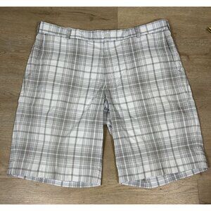Nike Golf Dri-Fit Tour Performance White Gray Plaid Shorts Mens 40